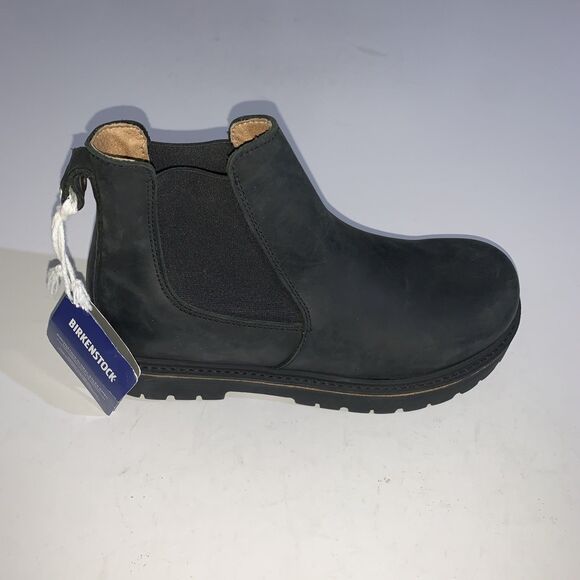 Birkenstock Boots Womens US 6 Black Leather Chelsea Lug Sole Ankle Pull On EU 37 - Picture 2 of 11